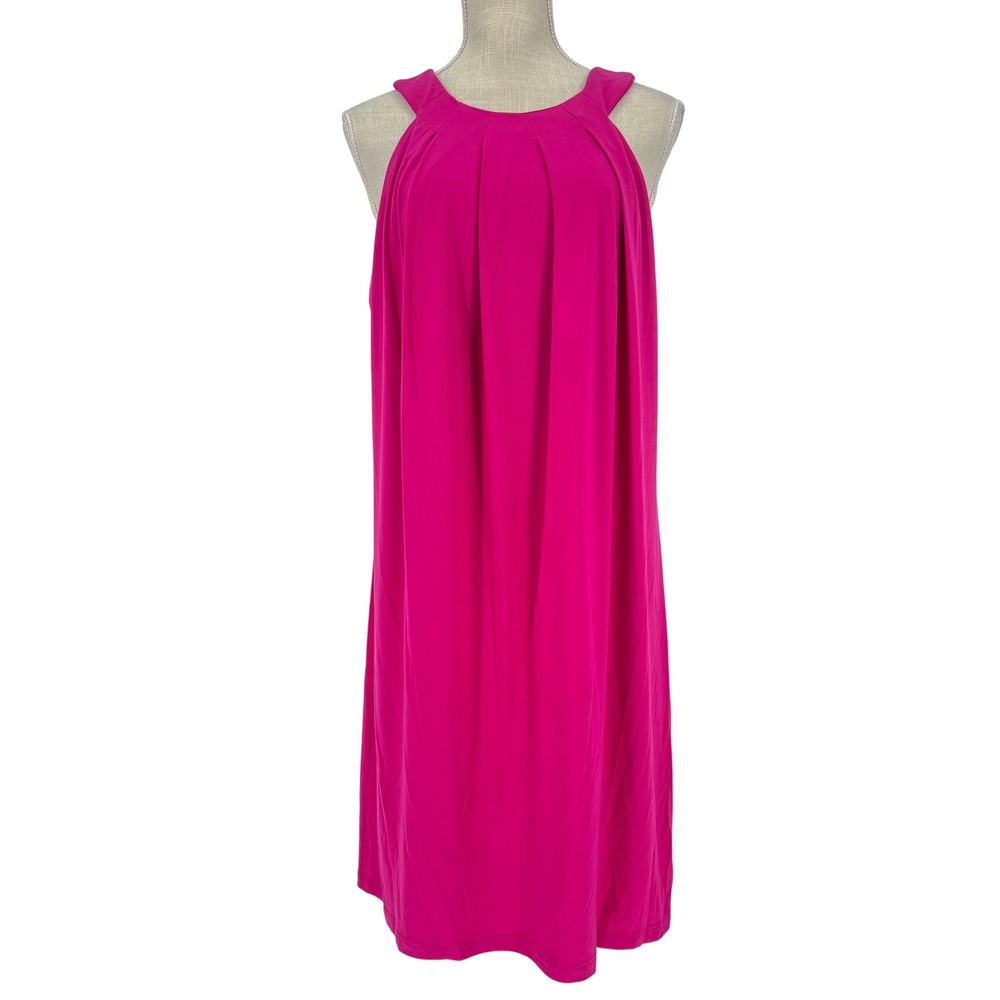 Emma & Michele Halter Dress Womens Large Pink Pleated Neckline‎ Cocktail Party
